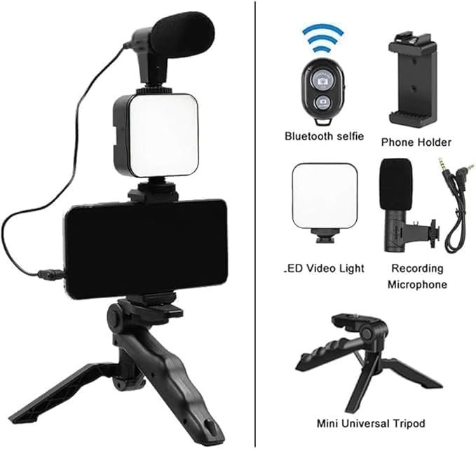 31231 Plokama PK-771 (4 في 1) - ترايبود ومايك وكشاف LED وريموت - الصورة 1