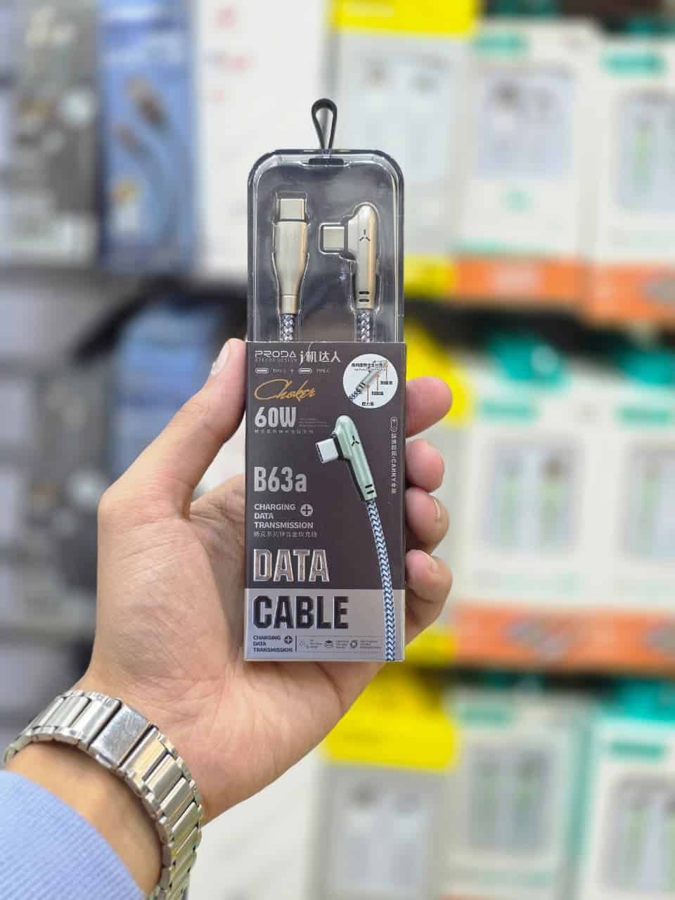 1 كابل شحن بروڈا (Proda) 60 وات Type-C - زاوية 90 درجة (للألعاب - الصورة 1