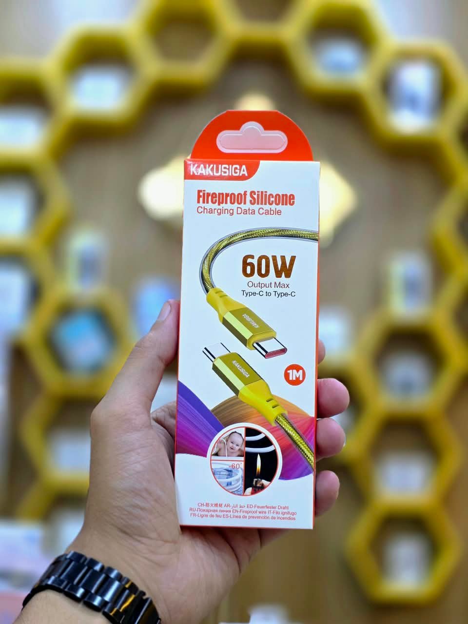 WhatsApp Image 2026-10-25 at 1.21.22 AM KAKUSIGA Fireproof Silicone Charging Data Cable 1M 60W Output Max - الصورة 1